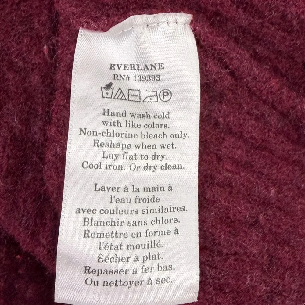 Everlane Cozy Stretch Pullover Burgundy Mock Neck Wool Blend Sweater Size Small - Picture 11 of 13